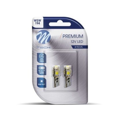 2x Dioda LED L321 - W5W 5xSMD5050 CANBUS bílá LB321W, 51097