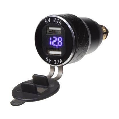 2x USB nabíječka s voltmetrem, do zásuvky DIN
