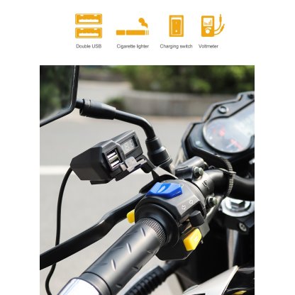 2x USB nabíječka s voltmetrem na motocykl