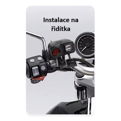 2x USB nabíječka s voltmetrem/teploměrem na motocykl