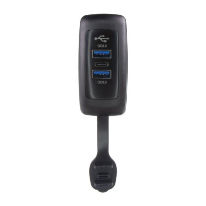 2x USB QC3.0 + USB-C PD3.0 zásuvka 12/24V, montáž na povrch