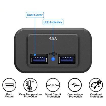 2x USB QC3.0 zásuvka 12/24V, montáž na povrch