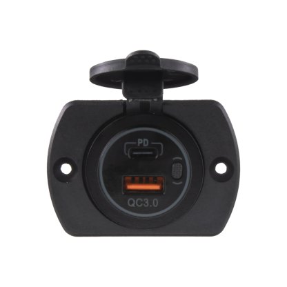 2x USB zásuvka v panelu USB QC3.0 + USB-C