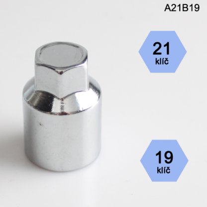 Adapter na kolové šrouby, matice (A21B19); klíč 21mm, kolový šroub nebo matice klíč 19mm