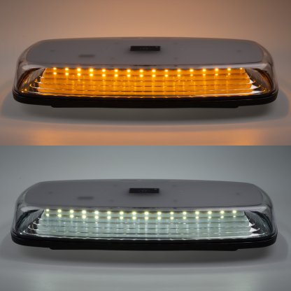 AKU LED rampa oranžová+bílá, 84LEDx0,5W, magnet, 12-24V, 304mm, ECE R65 R10