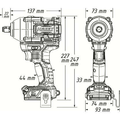 Aku rázový utahovák 950 Nm, 1,2", Hazet - 9512-950