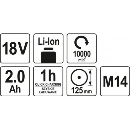 AKU Úhlová bruska 125 mm, 10000 ot./min., 18V - YT-82826