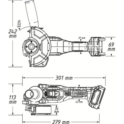 AKU úhlová bruska 125 mm, 18 V, 10000 ot./min., Hazet - HA265091