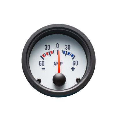 Autogauge palubní přístroj - ampermetr s bílým podkladem