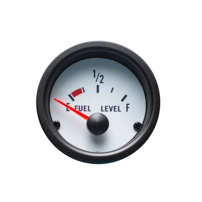 Autogauge palubní přístroj - hladina paliva s bílým podkladem