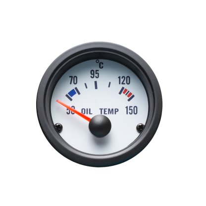 Autogauge palubní přístroj - teplota oleje s bílým podkladem