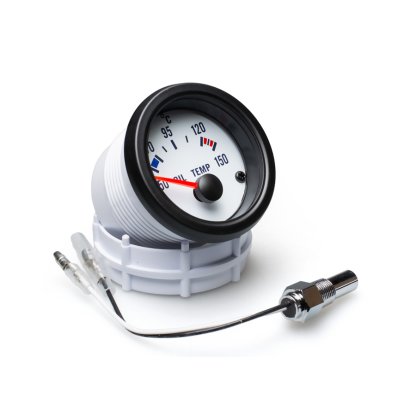 Autogauge palubní přístroj - teplota oleje s bílým podkladem