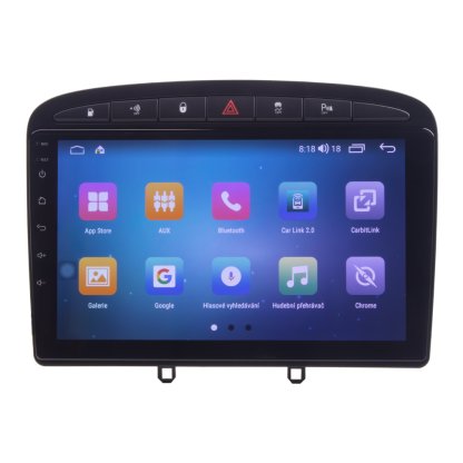 Autorádio pro Peugeot 308, 408 s 9" LCD, Android, WI-FI, GPS, CarPlay, Bluetooth, 4G, 2x USB