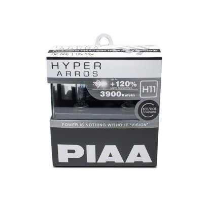 Autožárovky PIAA Hyper Arros 3900K H11 - o 120 % vyšší svítivost, zvýšený jas