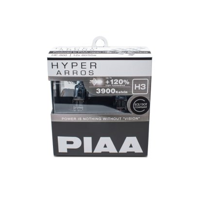 Autožárovky PIAA Hyper Arros 3900K H3 - o 120 % vyšší svítivost, zvýšený jas
