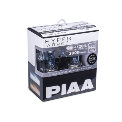 Autožárovky PIAA Hyper Arros 3900K H4 - o 120 % vyšší svítivost, zvýšený jas