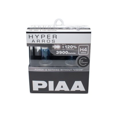 Autožárovky PIAA Hyper Arros 3900K H4 - o 120 % vyšší svítivost, zvýšený jas