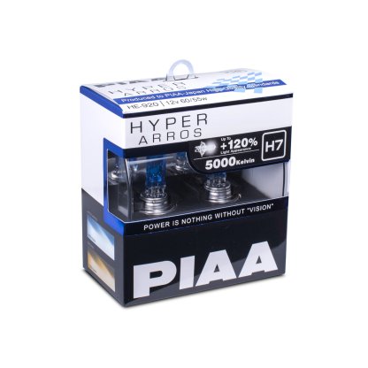 Autožárovky PIAA Hyper Arros 5000K H7 - o 120 % vyšší svítivost, jasně bílé světlo o teplotě 5000K