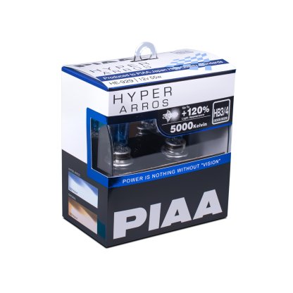 Autožárovky PIAA Hyper Arros 5000K HB3/HB4 - o 120 % vyšší svítivost, jasně bílé světlo o teplotě 5000K