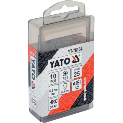 Bity 1/4" křížové PZ1 x 25 mm, 10 ks YT-78134