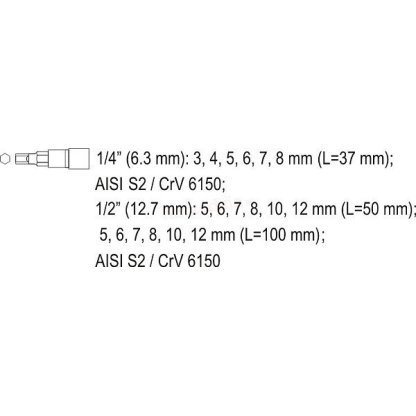 Bity sada 18 ks imbus 3-12 mm