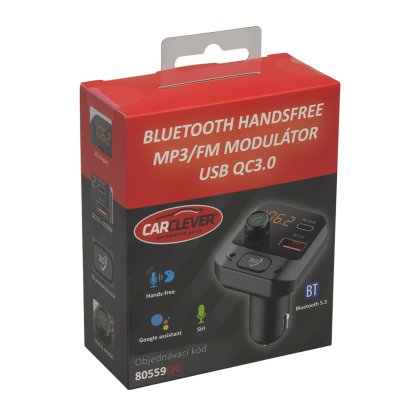 Bluetooth/MP3/FM modulátor bezdrátový s SD portem do CL s 3D stereo, USB-C / USB QC3.0