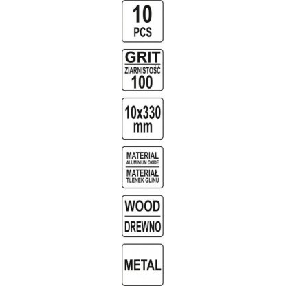 Brusný pás 10 x 330 mm, P100, 10 ks YT-09745