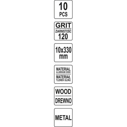 Brusný pás 10 x 330 mm, P120, 10 ks YT-09746