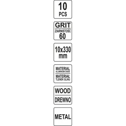 Brusný pás 10 x 330 mm, P60, 10 ks YT-09743