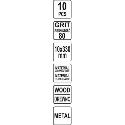 Brusný pás 10 x 330 mm, P80, 10 ks YT-09744