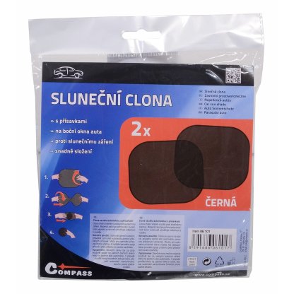 Clona sluneční na boční okno černá, 2 přísavky, 06101