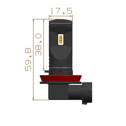 CSP LED H11 bílá, 12-24V, 30W, chrom