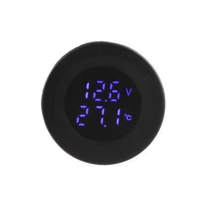 Digitální voltmetr s teploměrem, modrý