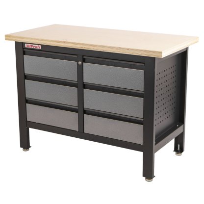 Dílenský ponk s dřevěnou pracovní deskou, 6 zásuvek - TSK5406-LS