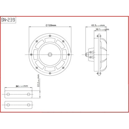 Diskový klakson (vysoký a nízký tón), duhový, 120mm, 12V