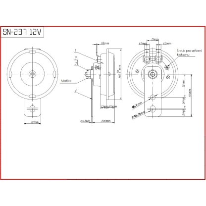 Diskový klakson (vysoký a nízký tón), průměr 65mm, 12V