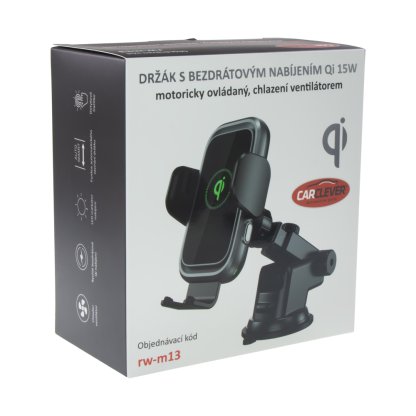 Držák s Qi dobíjením, motoricky ovládaný s chlazením, 2 typy uchycení v ceně