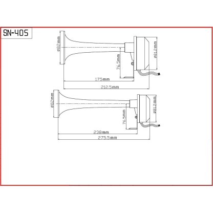 Dual-fanfára 210/275mm, 12V, elektromagnetická