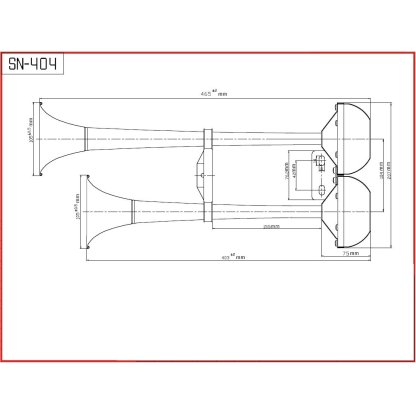 Dual-fanfára 465/410mm, nerezová, 12V, elektromagnetická