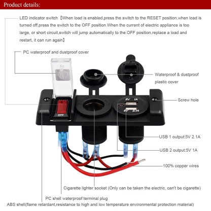 Dvojitá zásuvka do panelu 1x CL, 2x nabíječka USB + vypínač s jističem 16A
