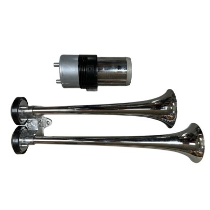Fanfára 2 trubky chrom 12V s kompresorem, L-37+32cm, TS607