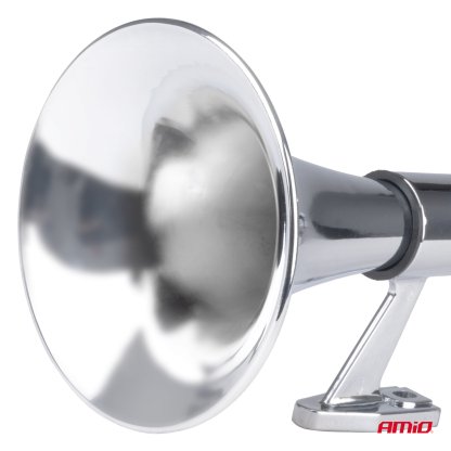 Fanfára kulatá 1 trubka 12/24V, chrom, bez kompresoru 64cm, 04076