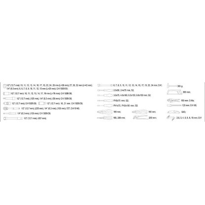 Gola sada 1/2", 1/4'' + příslušenství 79 ks - YT-38911