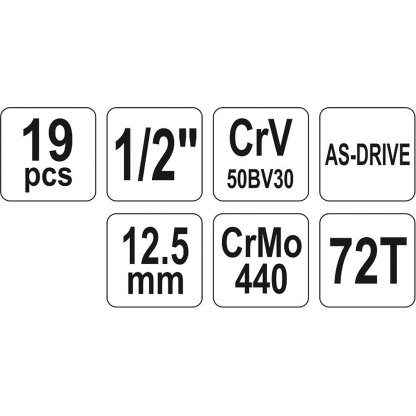 Gola sada 1/2", 19 ks - YT-38681