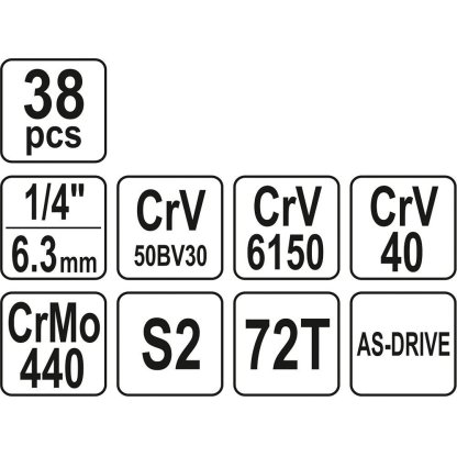 Gola sada 1/4", 38 ks XS - YT-14471