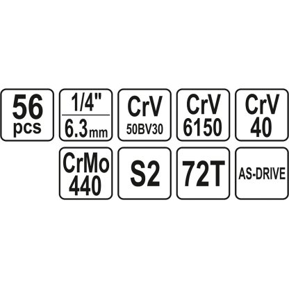Gola sada 1/4" 56 ks, YATO