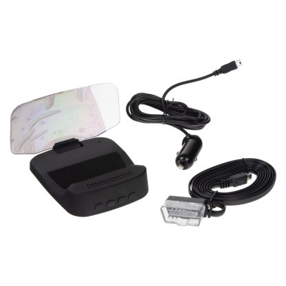 HEAD UP DISPLEJ 4" / TFT LCD, OBDII + GPS + navigační, reflexní deska