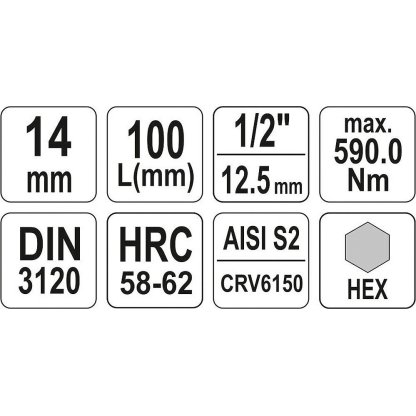 Hlavice s bitem HEX 1/2" H14 Yato - YT-04397