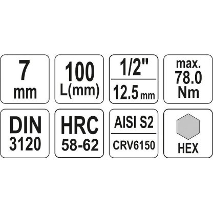 Hlavice s bitem HEX 1/2" H7 Yato - YT-04393