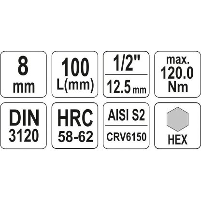 Hlavice s bitem HEX 1/2" H8 Yato - YT-04394